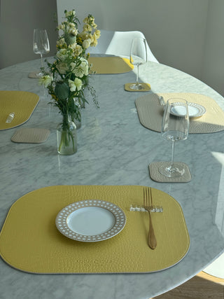 AC Placemat Yellow & Butter Cream (Reversible)