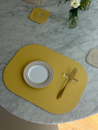 AC Placemat Yellow & Butter Cream (Reversible)