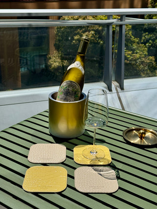 AC Coaster  Yellow & Butter Cream (Reversible)