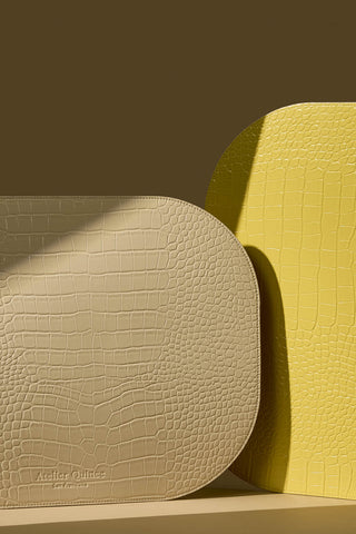 AC Placemat Yellow & Butter Cream (Reversible)